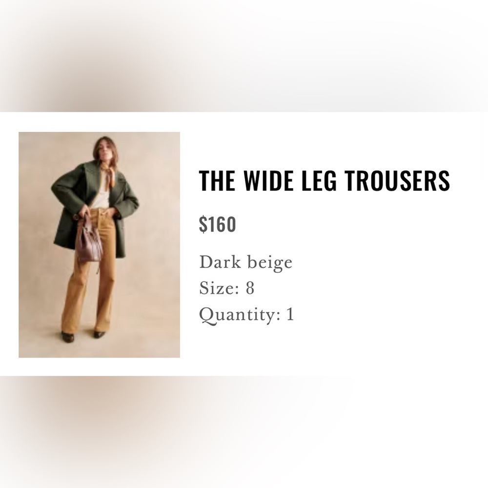 Sezane Dark Beige Wide Leg Trousers